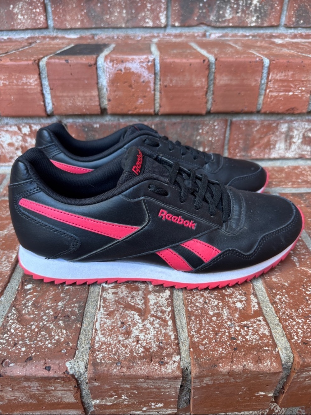 Reebok Royal Glide Black True Pink Sneakers Women's 9.5 Ortho Lite Comfort Shoes
